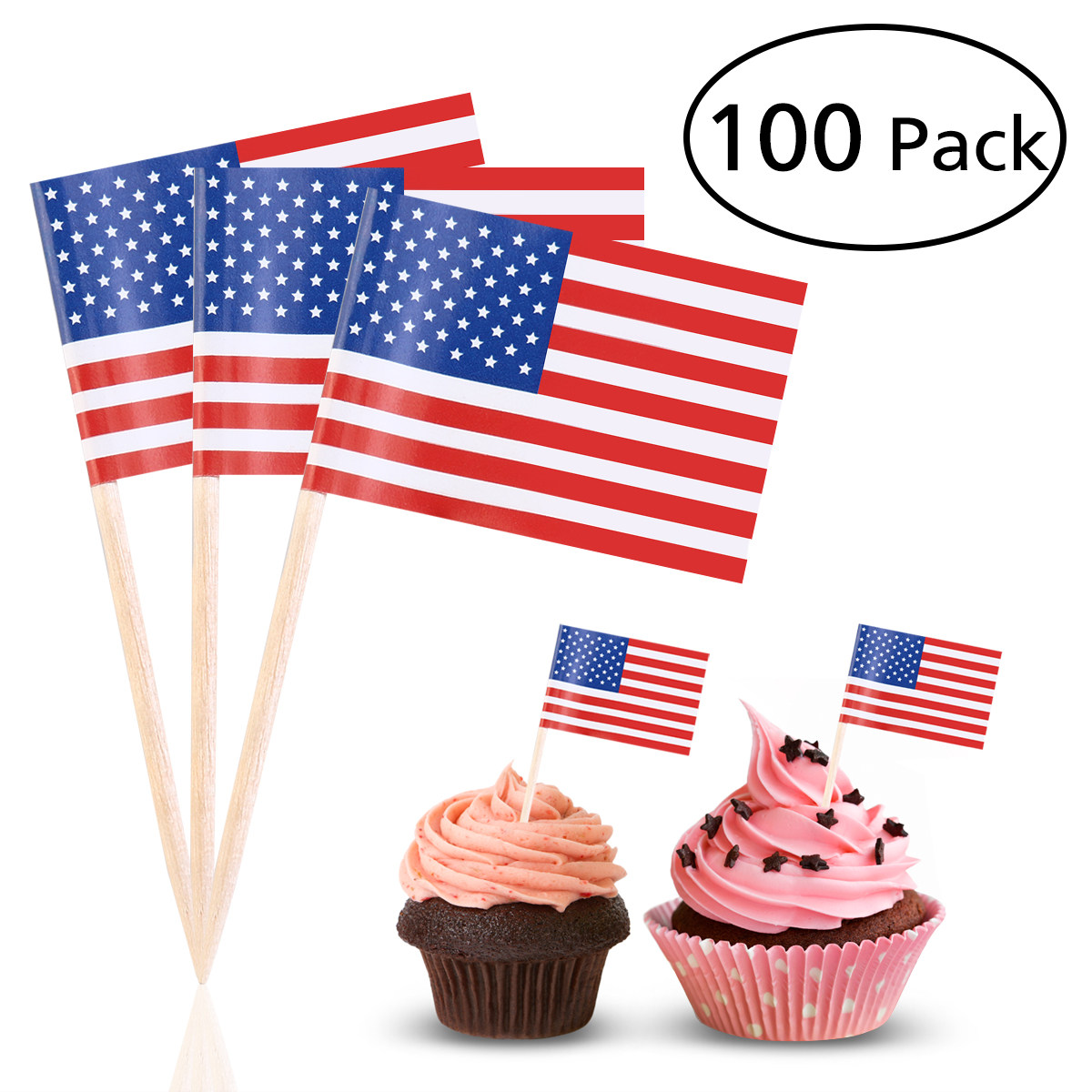 100Pcs American Flag Picks 2.5 - огляд і ціна Food Snacks Party