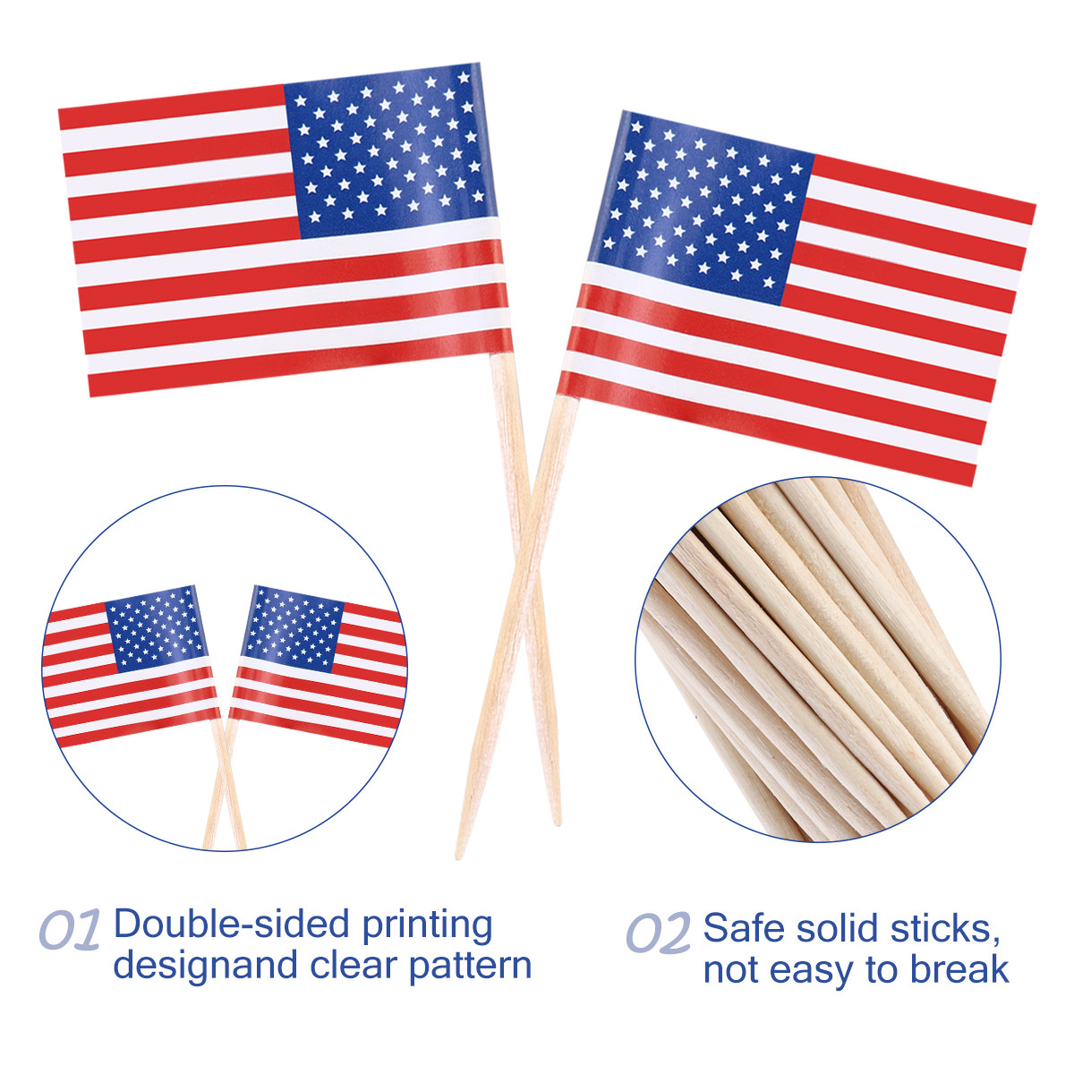 100Pcs American Flag Picks 2.5 - огляд і ціна Food Snacks Party