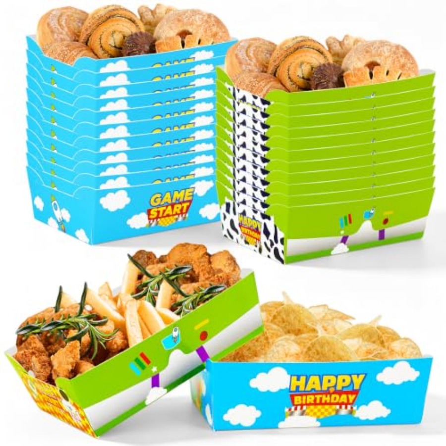 24 Pcs Cartoon Paper Food Tray - огляд і ціна Food Snacks Party