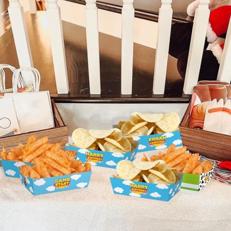 24 Pcs Cartoon Paper Food Tray - огляд і ціна Food Snacks Party