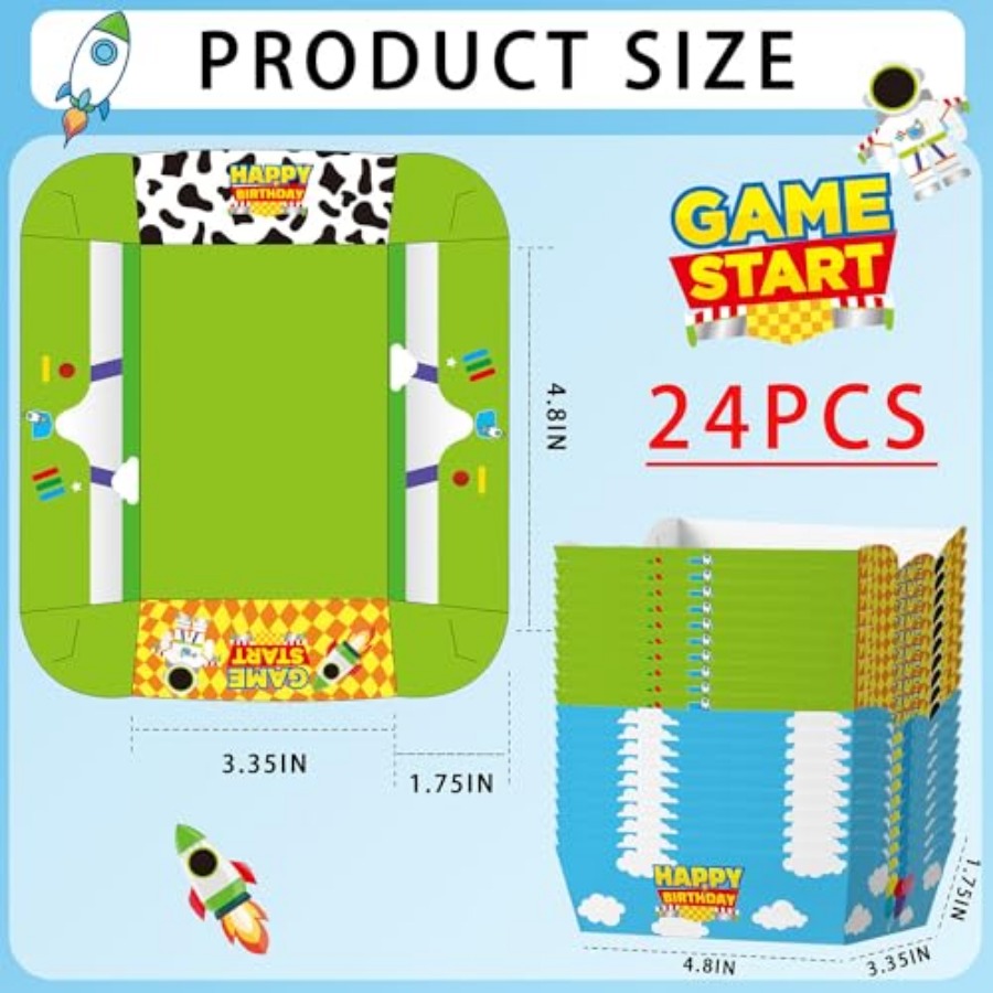24 Pcs Cartoon Paper Food Tray - огляд і ціна Food Snacks Party