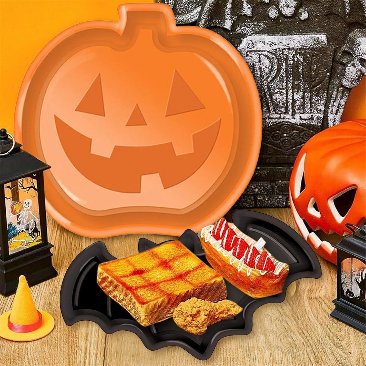 Reusable Halloween Plates Set  - огляд і ціна Food Snacks Party
